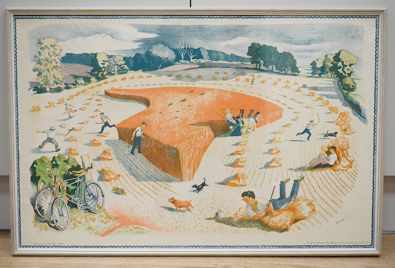 After John Nash RA (1893-1977), colour lithographic school print, Harvesting, printed in England at The Baynard Press, 49 x 75cm. Condition - good